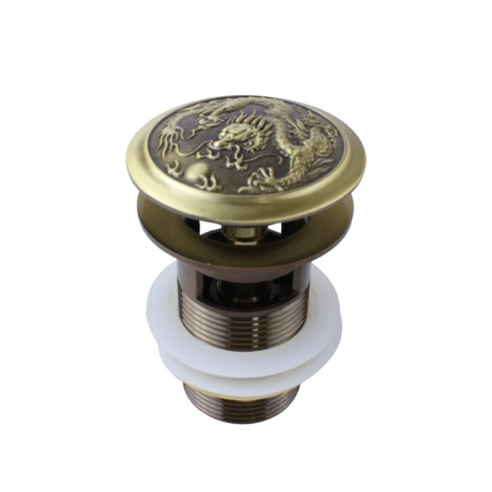 Донный клапан Bronze de Luxe "ДРАКОН" 21984, для раковины, с переливом, латунь, бронза - Фото 1