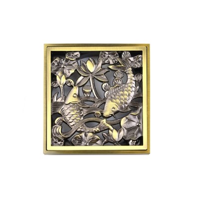 Насадка для трапа Bronze de Luxe "Рыбы" 21980, d=100 мм, 100х100 мм, латунь, бронза