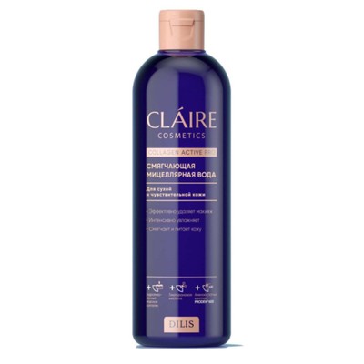 Мицеллярная вода Claire Cosmetics Collagen Active Pro, смягчающая, 400 мл