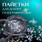 Пайетки для декора «Звёздная ночь», голографические, серебристый - Фото 1