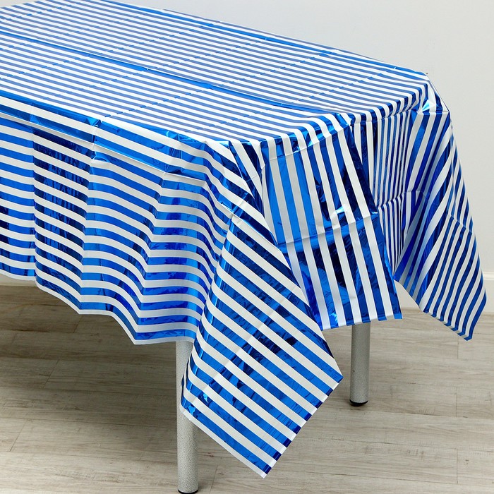 Скатерть «Полоска», 137 × 183 см., цвет синий - Фото 1