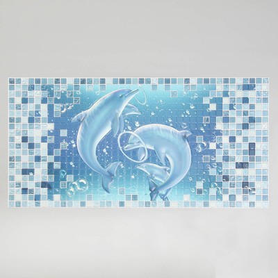 Стеновая панель ПВХ «Мозаика Лазурь Афалины » 960×480 мм, цвет голубой