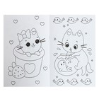 Раскраска чёрная «‎Котики-няшки»‎, А4 - фото 24343104