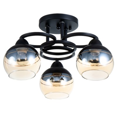 Люстра потолочная BayerLux «Айрис», 3хЕ27, 40 Вт, чёрный, 42×42×23 см