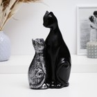 Фигура "Кошка с котенком" черная с серебром, 16х26см - фото 320059901