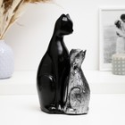 Фигурка полистоун «Кошка с котенком», черная с серебром, 16×26 см 9918746 - фото 14518906