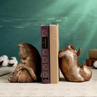 Держатель-подставка для книг "Два кота" набор, бронза, 15см - фото 10975844