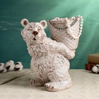 Подставка для мелочей "Белый медведь с серебряной корзиной" 30х23х30см - фото 10975855