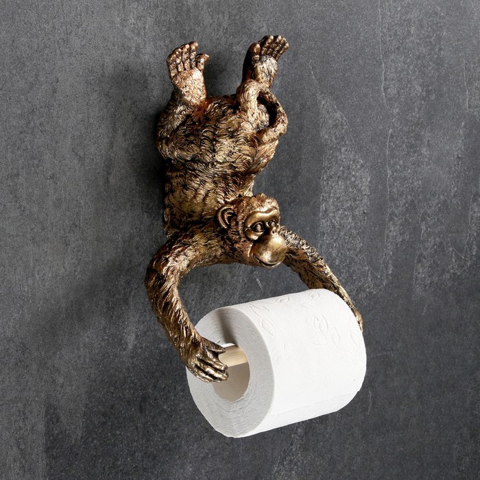 Держатель для туалетной бумаги "Обезьянка" бронза, 24х18см - Фото 1