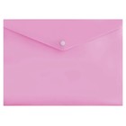 Папка-конверт на кнопке А4 180 мкм Calligrata Pastel, полупрозрачная, розовый леденец - фото 10931739