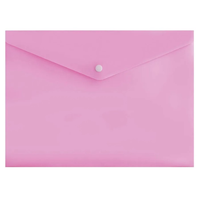 Папка-конверт на кнопке А4 180 мкм Calligrata Pastel, полупрозрачная, розовый леденец - Фото 1