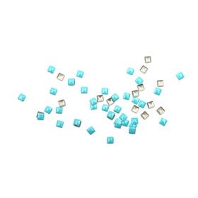 Стразы металлические квадратные POLE, 3х3, голубые, 50 шт