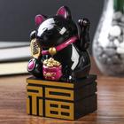 Сувенир кот пластик "Манэки-нэко с мешком богатства" 6 х 7 х 13 см, чёрный - Фото 4