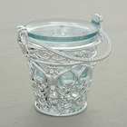 Подсвечник стекло 1 свеча "Ведёрко", серебро - Фото 1