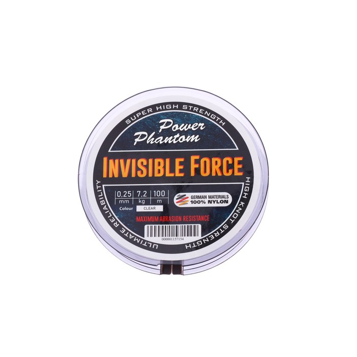 Леска Power Phantom Invisible Force CLEAR, диаметр 0.25 мм, тест 7.2 кг, 100 м - Фото 1