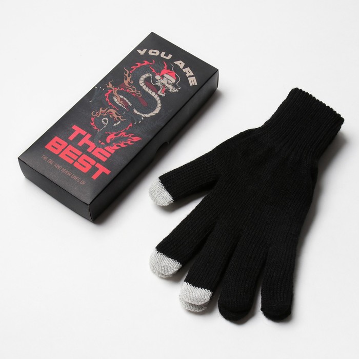 Мужские перчатки в подарочной коробке "The best" р.22 - Фото 1