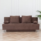 Диван - кровать раскладной «Токио», с ящиком для белья, механизм еврокнижка, спальное место 1350×1870 мм, велюр, цвет коричневый - Фото 8