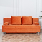 Диван - кровать раскладной «Токио», с ящиком для белья, механизм еврокнижка, спальное место 1350×1870 мм, велюр, цвет оранжевый - Фото 8