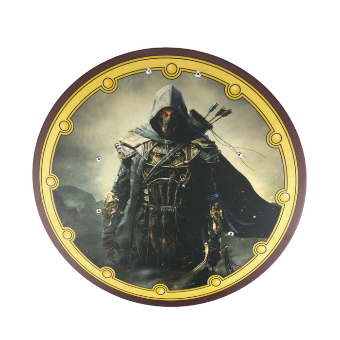 Деревянный круглый щит «Воин в маске» - фото 1882806075