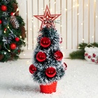 Искусственная ёлка настольная «Зимнее волшебство. Праздничная», белые кончики, 10×26 см, красный, ПВХ ветки - Фото 2