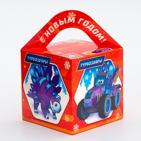 Подарочная новогодняя коробка «Турбозавры», Кубик большой, 12?12?12 см (комплект 5 шт)