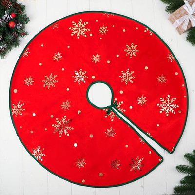 Полянка под ёлку "Уютная сказка" снежинка, 74 см, красный