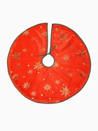 Коврик под ёлку «Уютная сказка» снежинка, d=74 см, красный - Фото 2