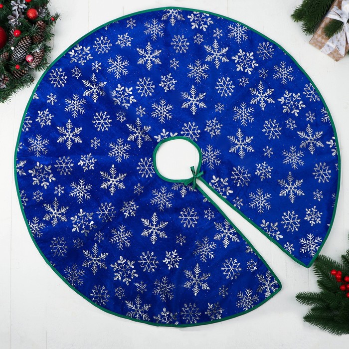 Полянка под ёлку Уютная сказка снежинка, d-87 см, синий