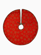 Коврик под ёлку «Уютная сказка» снежинка, d=87 см, красный - Фото 2