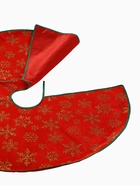 Коврик под ёлку «Уютная сказка» снежинка, d=87 см, красный - Фото 4