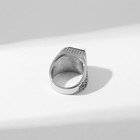 Кольцо мужское «Перстень» волны, цвет чёрный в серебре, 18 размер - фото 9817982