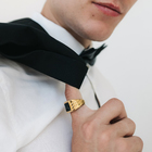 Кольцо мужское «Перстень» рельеф, цвет чёрный в золоте, 19 размер - фото 9530465