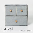 Короб LaDо́m «Франческа», 3 выдвижных ящика, 30×20×28 см, цвет серо-голубой - фото 296133415