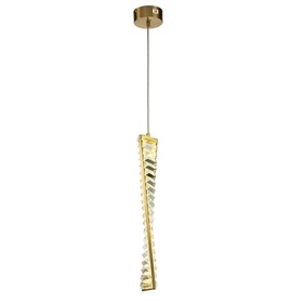 Светильник подвесной Indigo, 12015/1P Brass. 1х11Вт, LED, 935Лм, 4000К, 76х76х540/1500 мм, цвет прозрачный