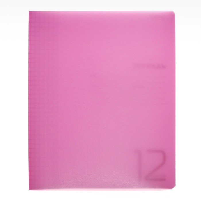 Тетрадь 12 листов в клетку "Розовая", обложка пластиковая, блок 65 г/м2 - Фото 1