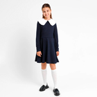 Платье для девочки школьное, цвет темно-синий, рост 128 см - фото 321642753