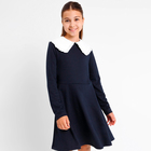 Платье для девочки школьное, цвет темно-синий, рост 134 см - фото 24387066