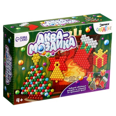 УЦЕНКА Аквамозаика с декорациями «Новогодняя ёлка», 4 фигурки