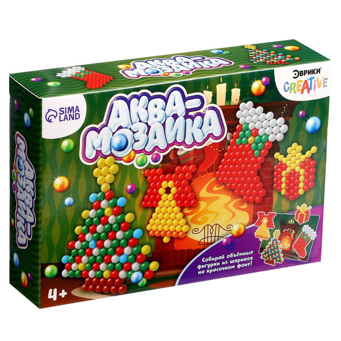 УЦЕНКА Аквамозаика с декорациями «Новогодняя ёлка», 4 фигурки - Фото 1