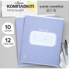 Комплект тетрадей из 10 штук, 12 листов в узкую линию Calligrata "Однотонная. Пастель", обложка мелованная бумага, блок офсет, белизна 95%, фиолетовая 9921752 - фото 10932444