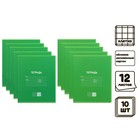 Комплект тетрадей из 10 штук, 12 листов в клетку Calligrata "Однотонная Классическая. Зелёная", обложка мелованная бумага, ВД-лак, блок №2, белизна 75% (серые листы) - фото 108996626