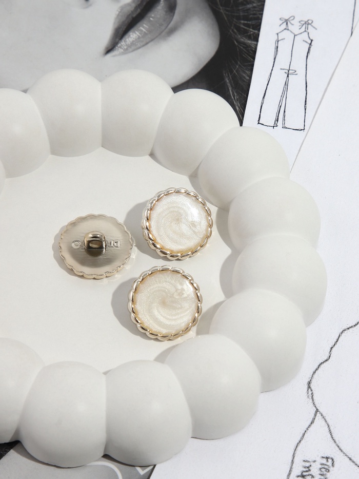 Набор пуговиц на ножке, d=21.5 мм, 5 шт., цвет белый/золотой - Фото 1