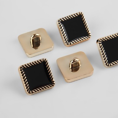 Пуговицы на ножке, 16×16 мм, набор 5 шт., цвет чёрный, золотой