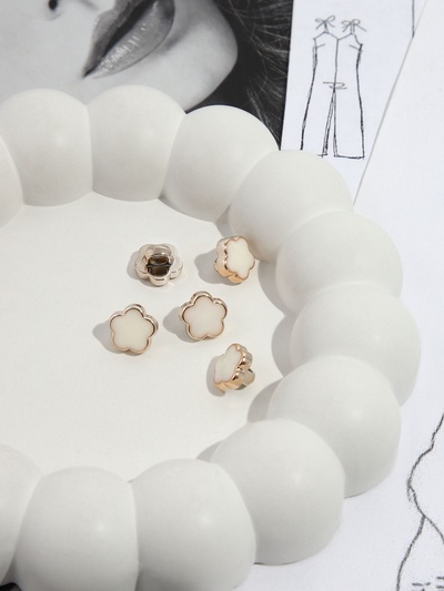 Набор пуговиц на ножке, d=10 мм, 10 шт., цвет белый/золотой