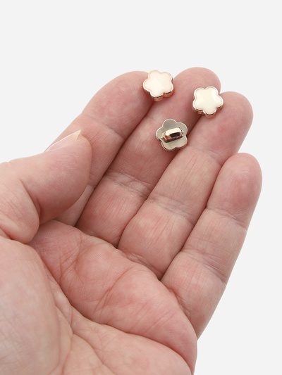 Набор пуговиц на ножке, d = 10 мм, 10 шт, цвет белый/золотой