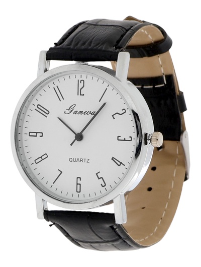 Часы наручные кварцевые мужские, d=4 см, длина ремешка l=23.5 см, белый циферблат