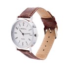Часы наручные кварцевые мужские, d=4 см, длина ремешка l=23.5 см, белый циферблат, коричневый ремешок - Фото 3