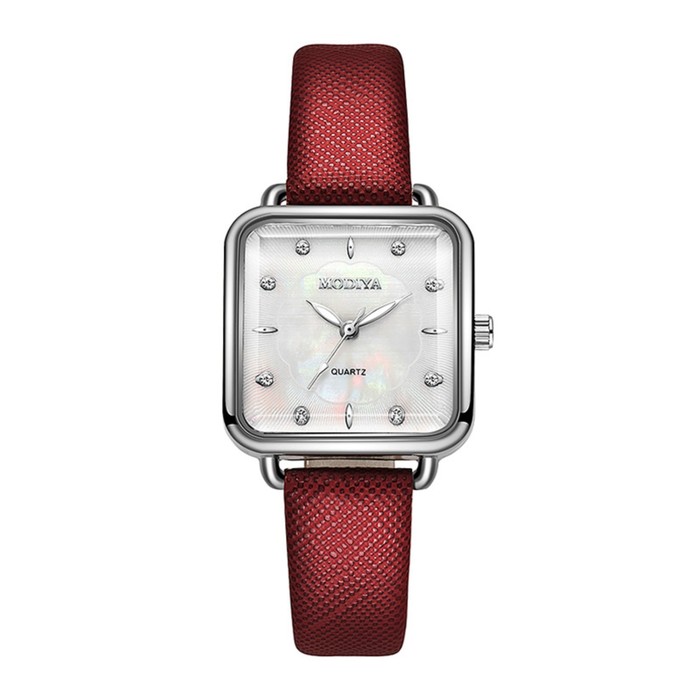 Часы наручные женские, 2.8 х 2.8 см, красный ремешок - Фото 1