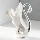 Набор из 6 шт сувенирных ложек в виде пера "Белый лебедь со стразами" 5х8,5х15 см - фото 3032681