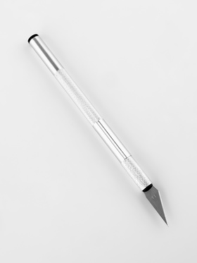 Нож макетный для работы с кожей, 14.5?0.8 см, цвет серебряный (комплект 2 шт)